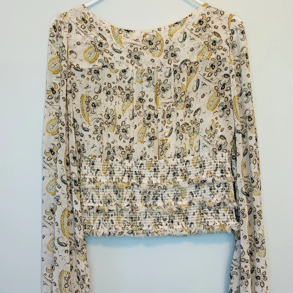 Free People Cream and Yellow Paisley Blouse